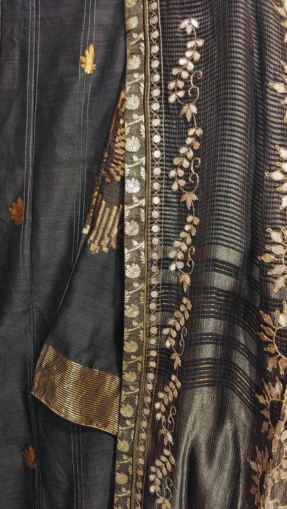 Semi Stitched Chanderi Formal Suitset