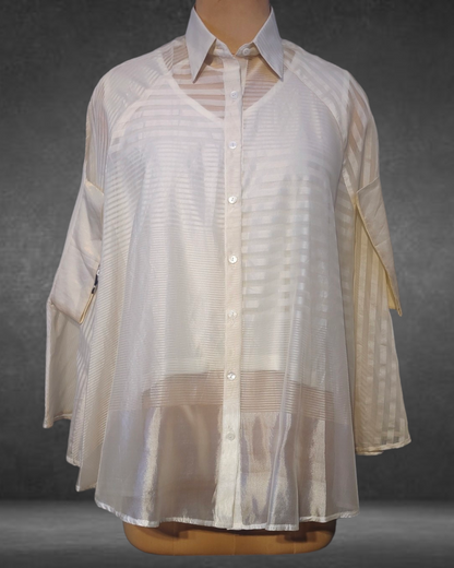 Chanderi Silk Stripe Shirt Free Size