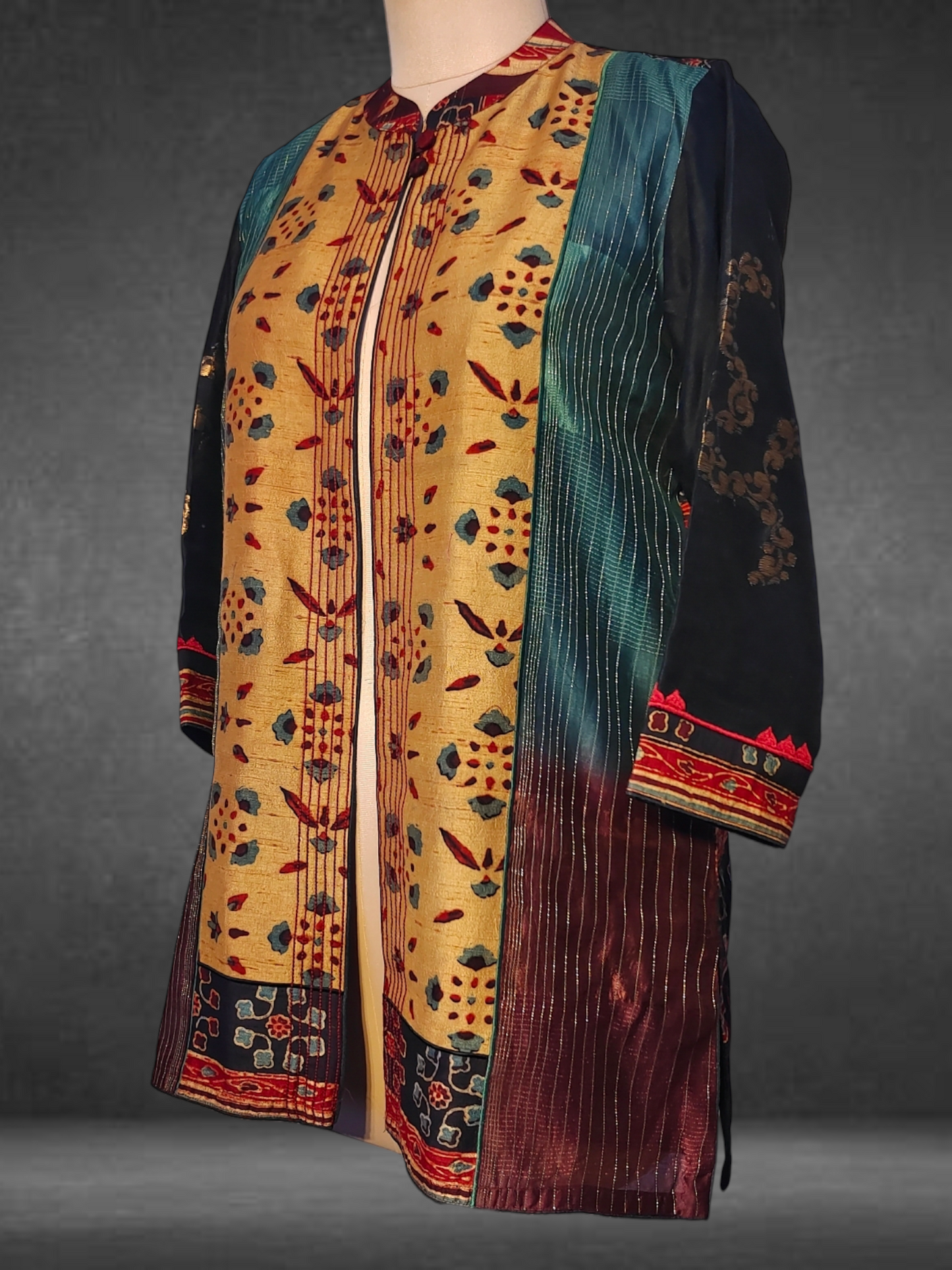 Stitched Silk Ajrakh Short Jacket