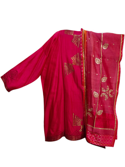 Semi Stitched Chanderi Formal Suitset