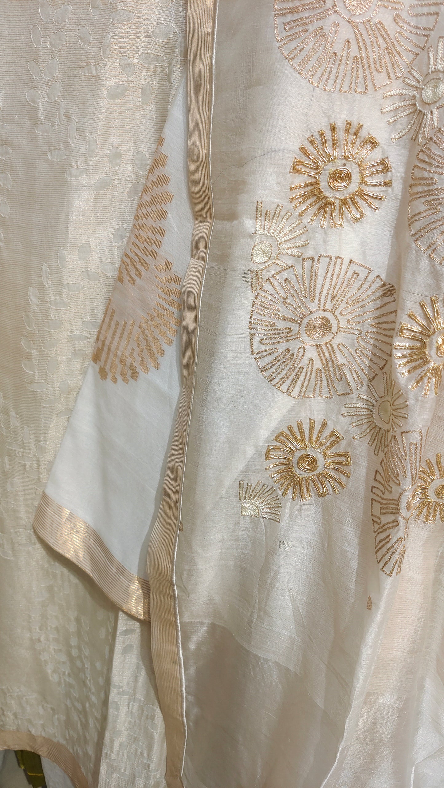 Semi Stitched Chanderi Formal Suitset