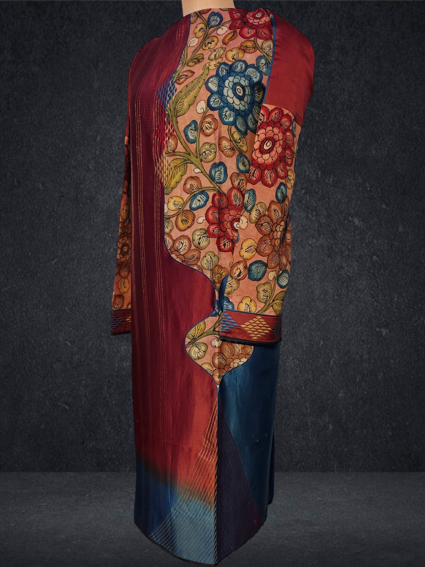 Semi Stitched Formal chanderi Kurta