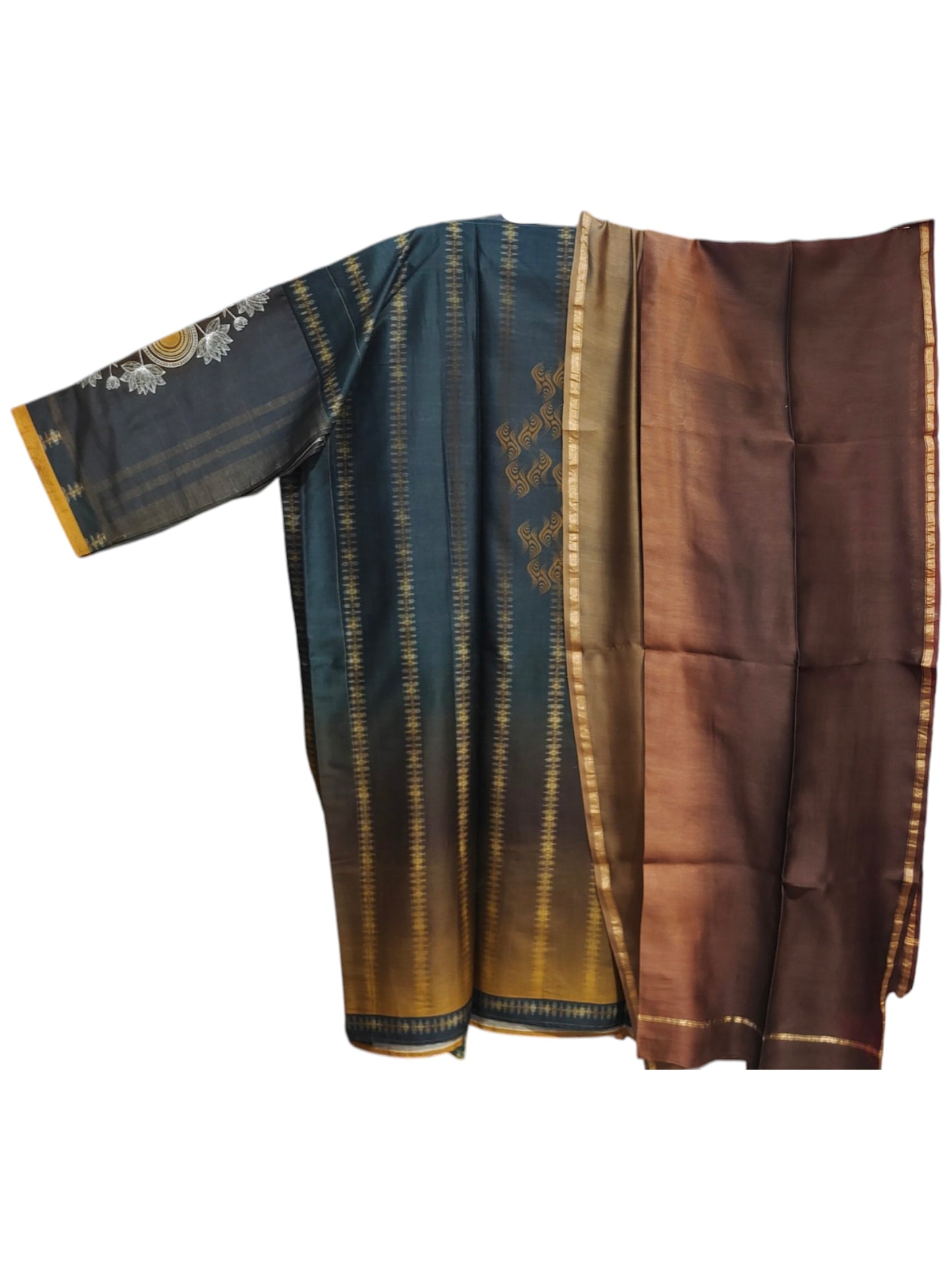 Semi Stitched Chanderi Casual Suitset