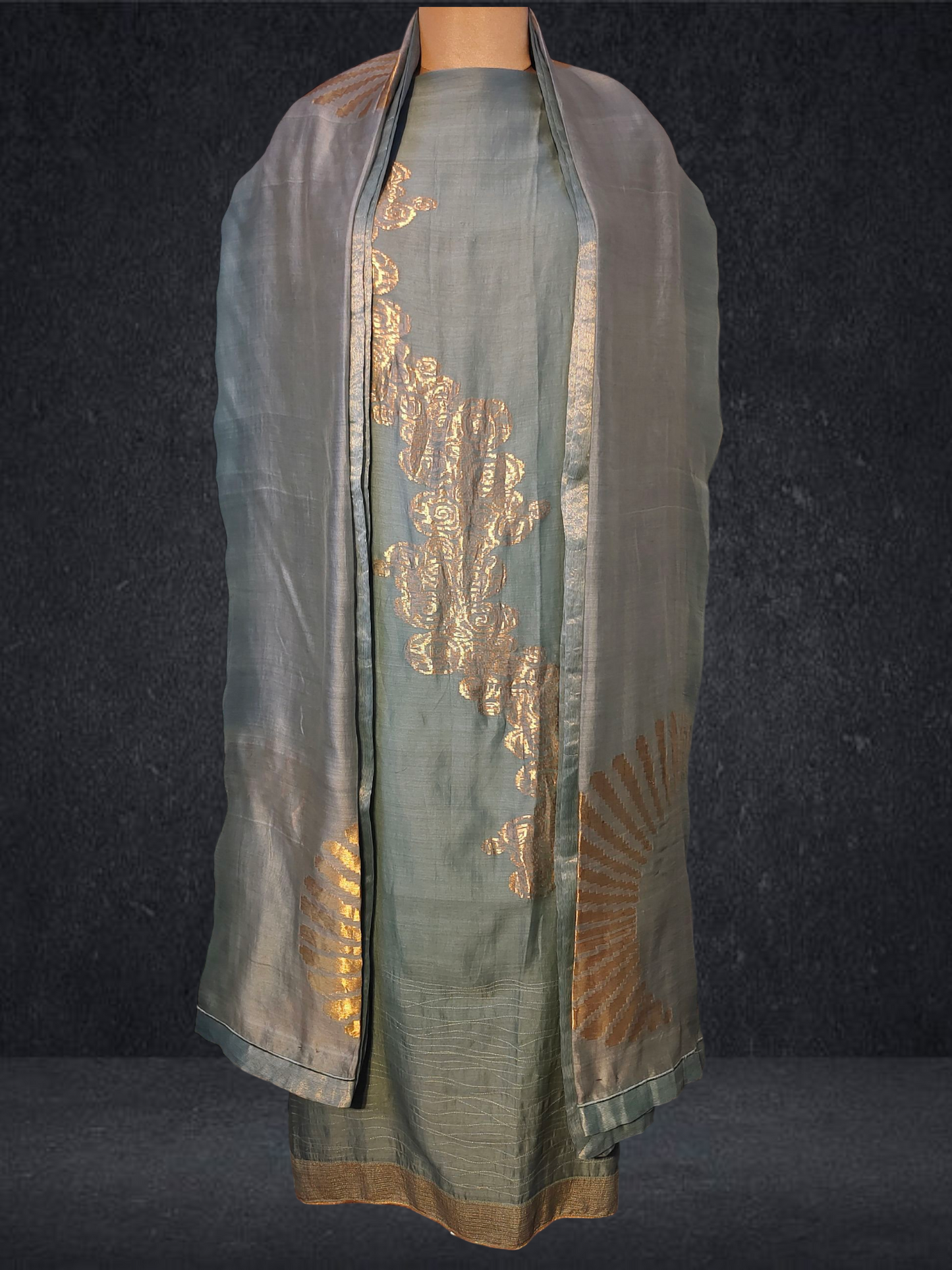 Semi Stitched Formal chanderi Suitset