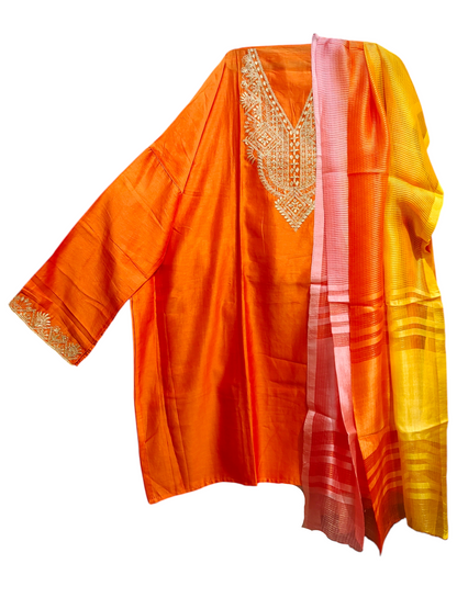 Semi Stitched formal Chanderi Suitset