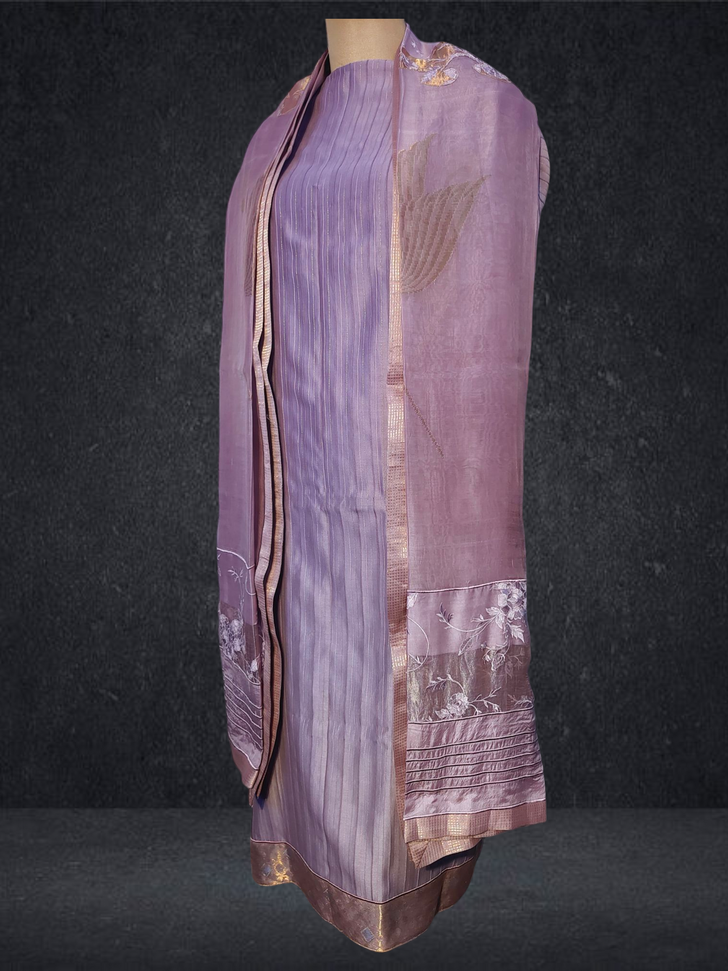 Semi Stitched Formal chanderi Suitset