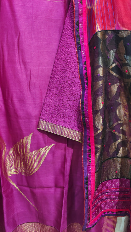 Semi Stitched Formal Chanderi Suitset