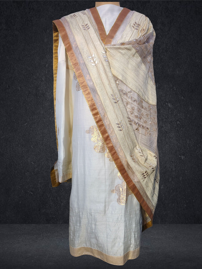 Semi Stitched Formal chanderi Suitset