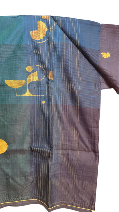 SemiStitched zariwoven peacock blue chanderi Tunic