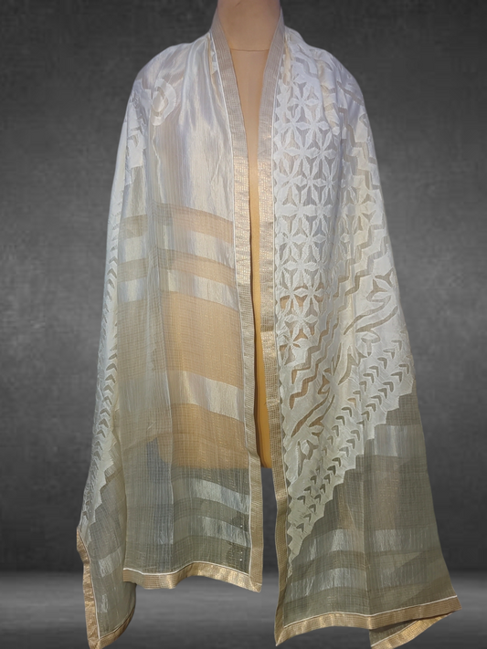 Silk Katab Applique Dupatta