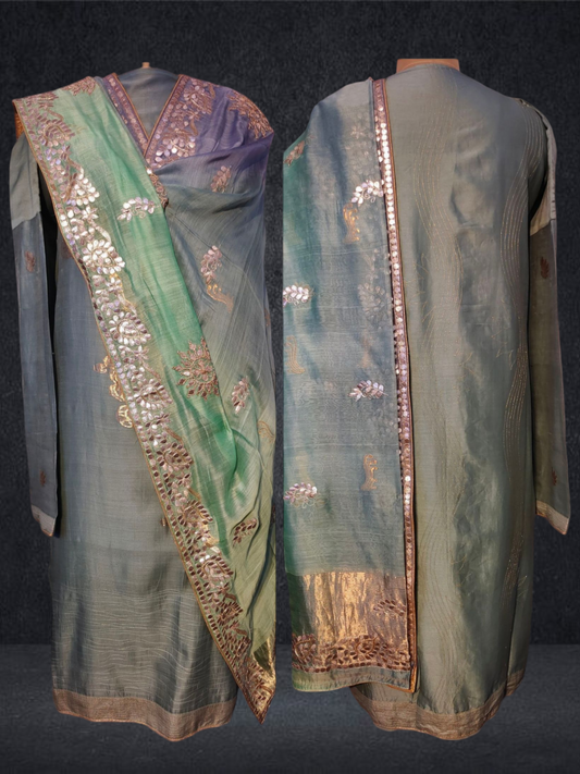 Semi Stitched Formal chanderi Suitset