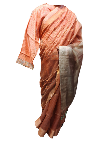 Formal Pure Silk Tissue Applique Saree