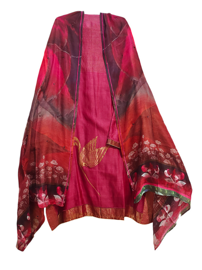 Semi Stitched Formal chanderi Suitset