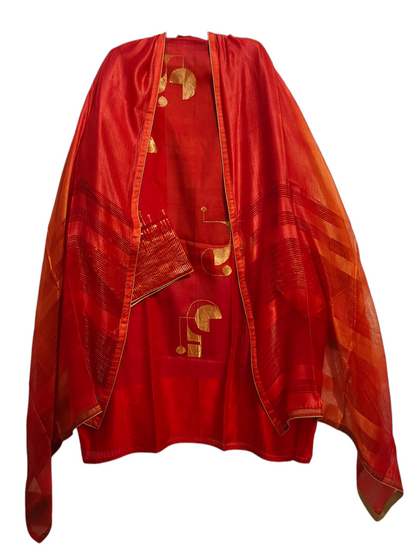Semi Stitched Chanderi Formal Suitset