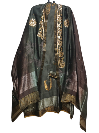Semi Stitched Formal chanderi Suitset