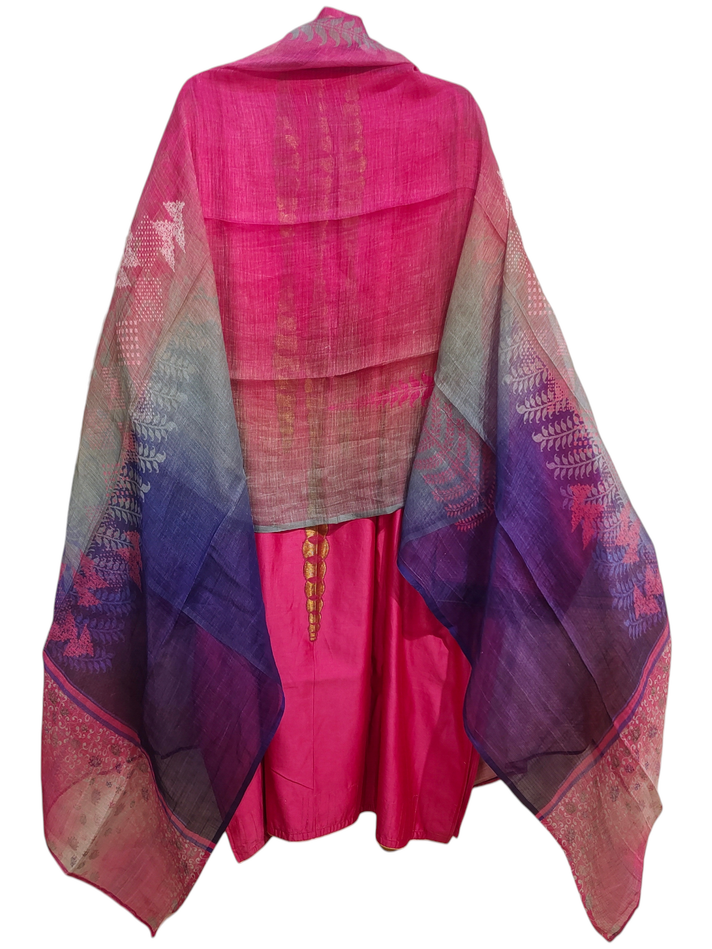 Semi Stitched Casual Chanderi Suitset