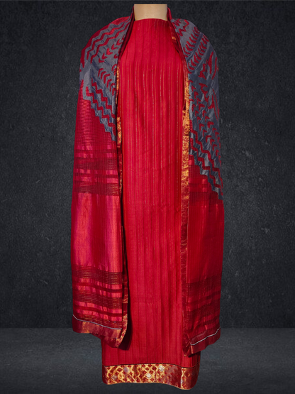 Semi Stitched Formal chanderi Suitset