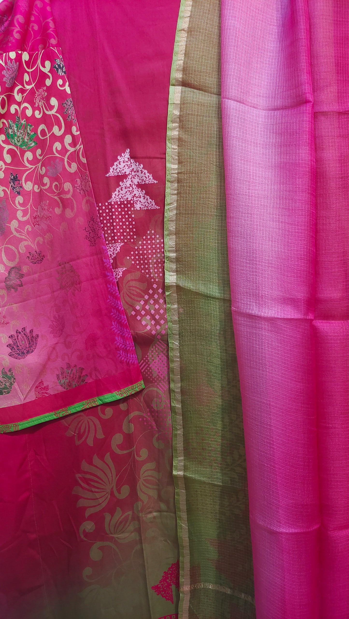 Semi Stitched Cotton Satin Casual Suitset