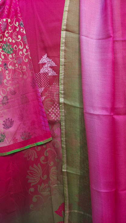 Semi Stitched Cotton Satin Casual Suitset