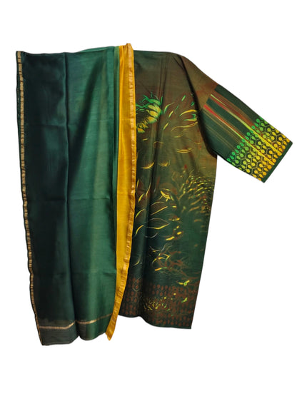 Semi Stitched Chanderi Casual Suitset