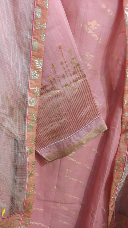 Semi Stitched Chanderi Formal Suitset