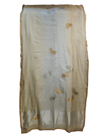 dupatta with embroidered designs on a white background
