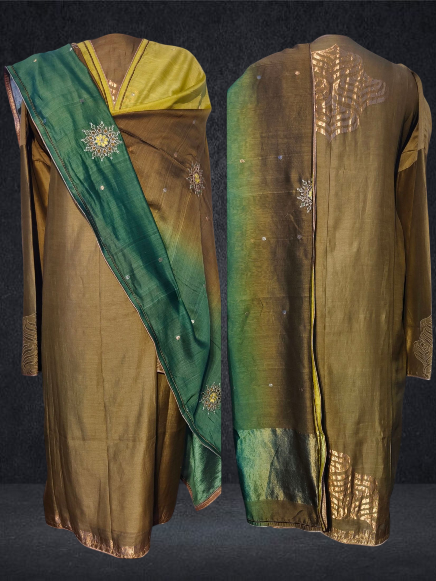 Semi Stitched Formal chanderi Suitset
