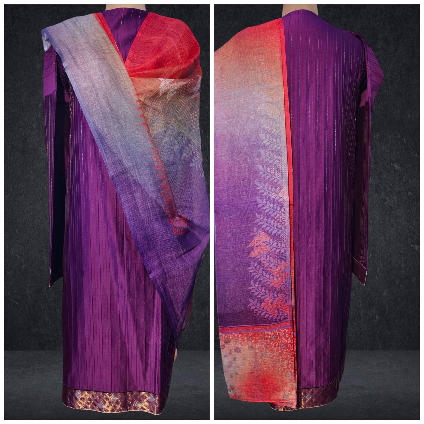 Semi Stitched chanderi Casual Suitset