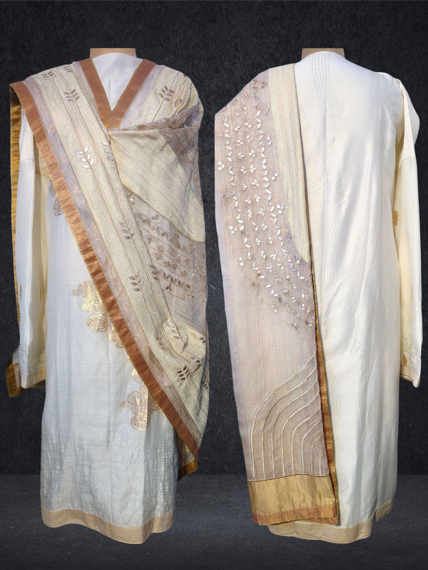 Semi Stitched Formal chanderi Suitset