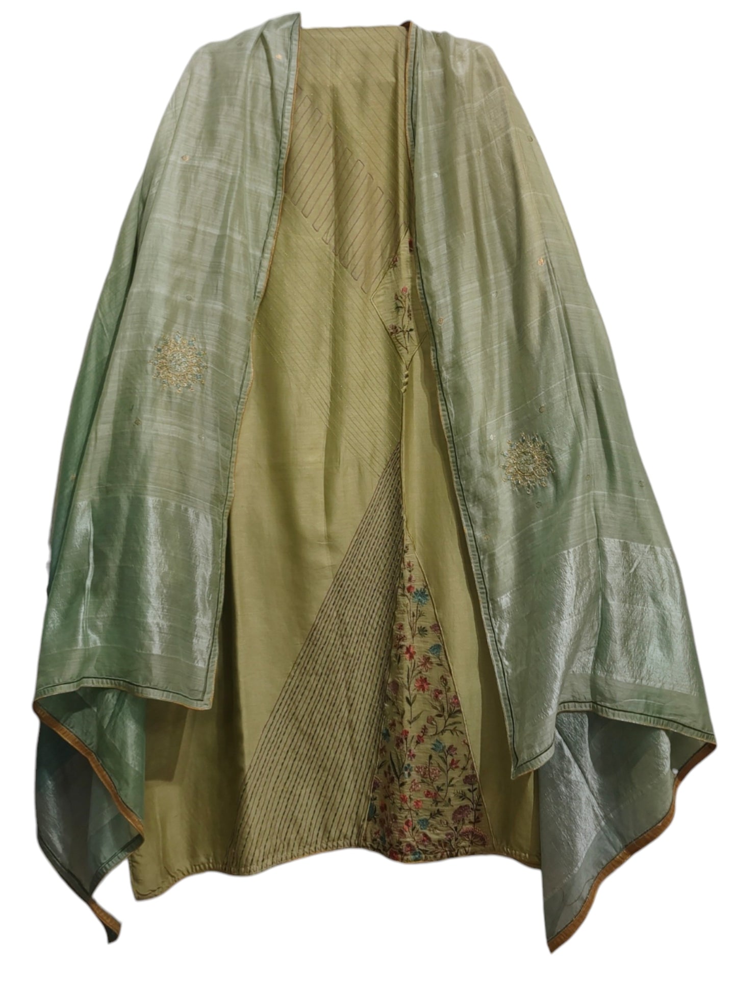 Semi Stitched Chanderi Formal Suitset
