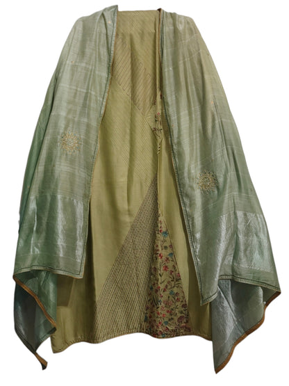 Semi Stitched Chanderi Formal Suitset