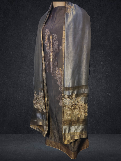 Semi Stitched Formal chanderi Suitset