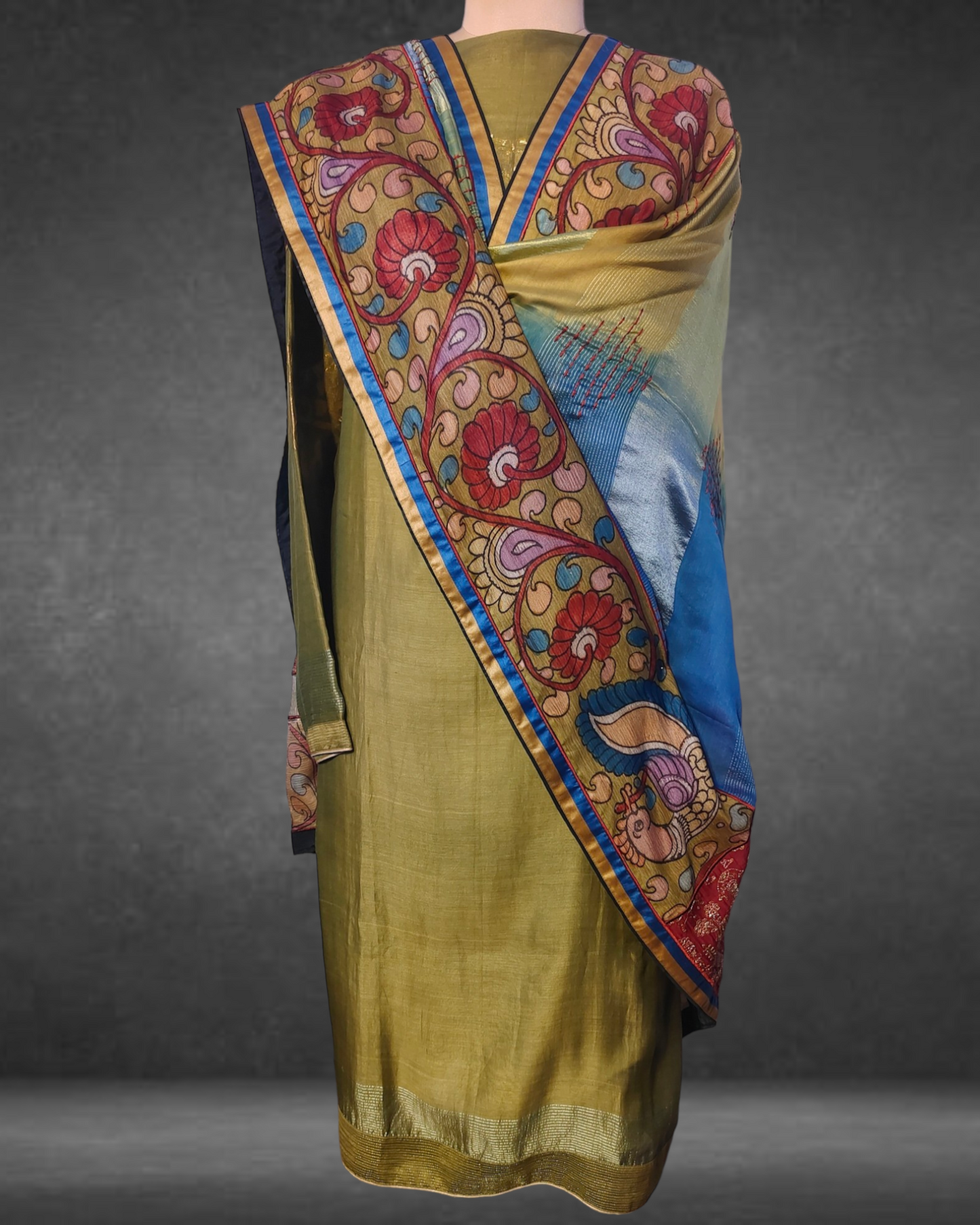 Semistitched Kurta Multicolour Brocade With Gota Dupatta Formal Suitset VISHAL KAPUR STUDIO