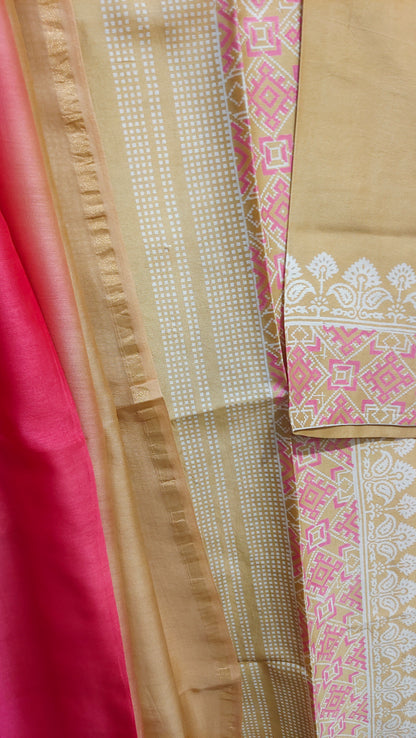 Semi Stitched Cotton Casual Suitset