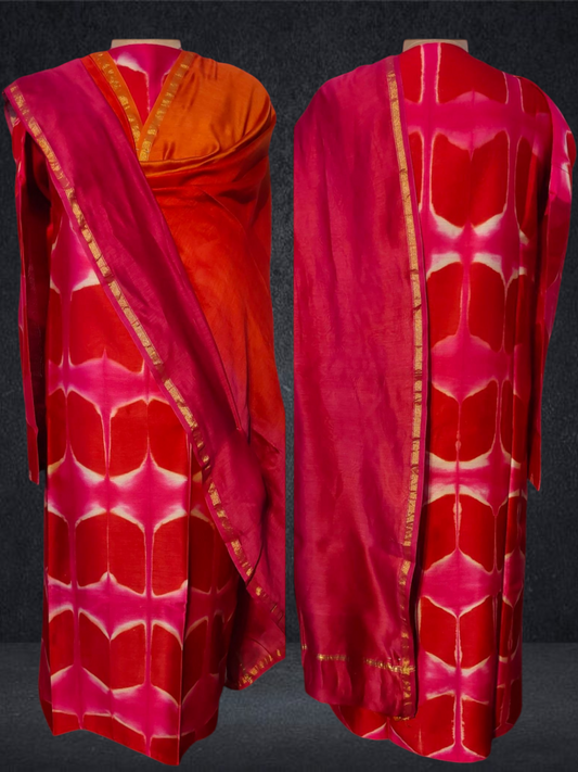 Semi Stitched Chanderi Casual Suitset