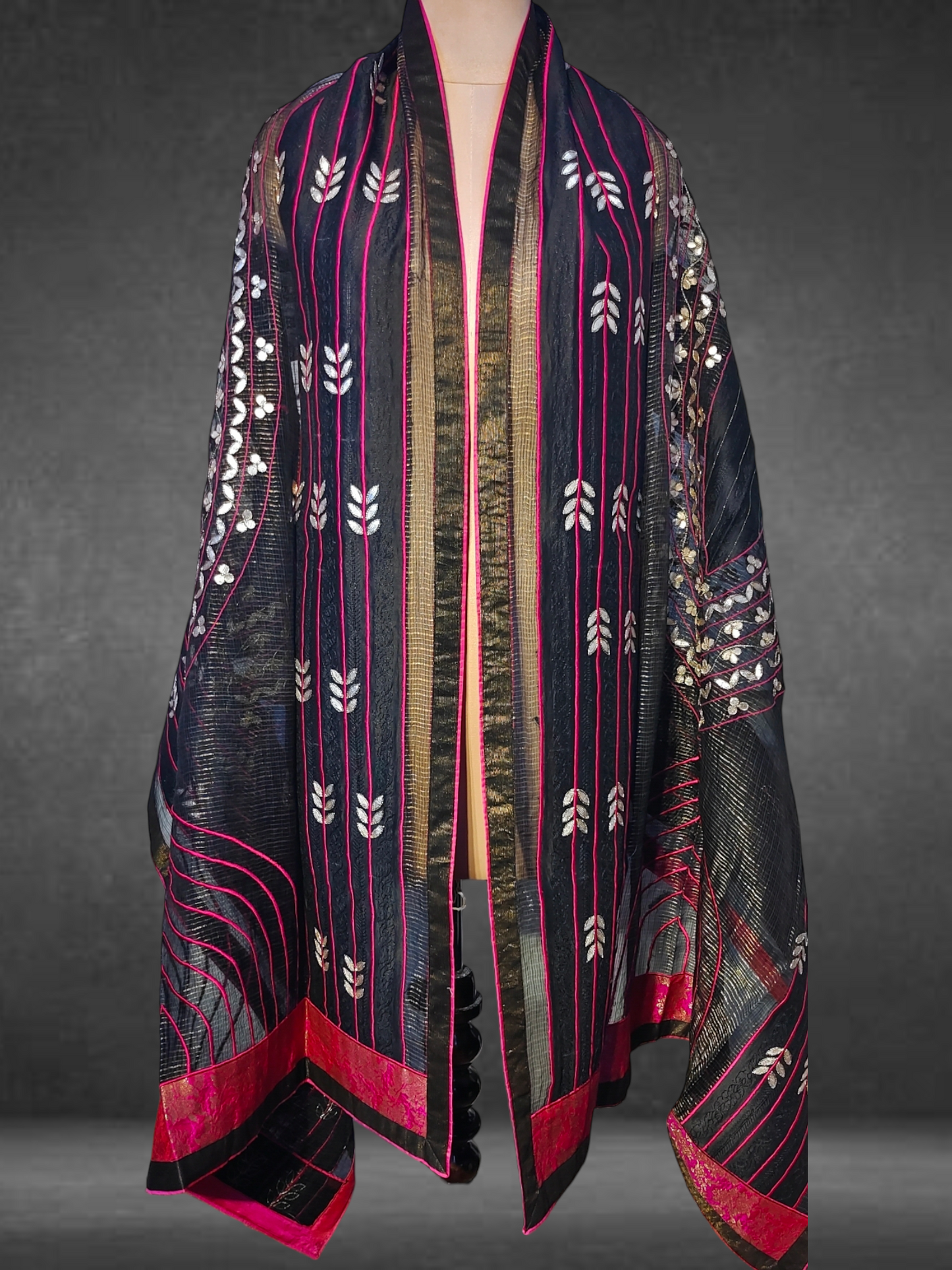 Chanderi Zari Woven Gota Dupatta