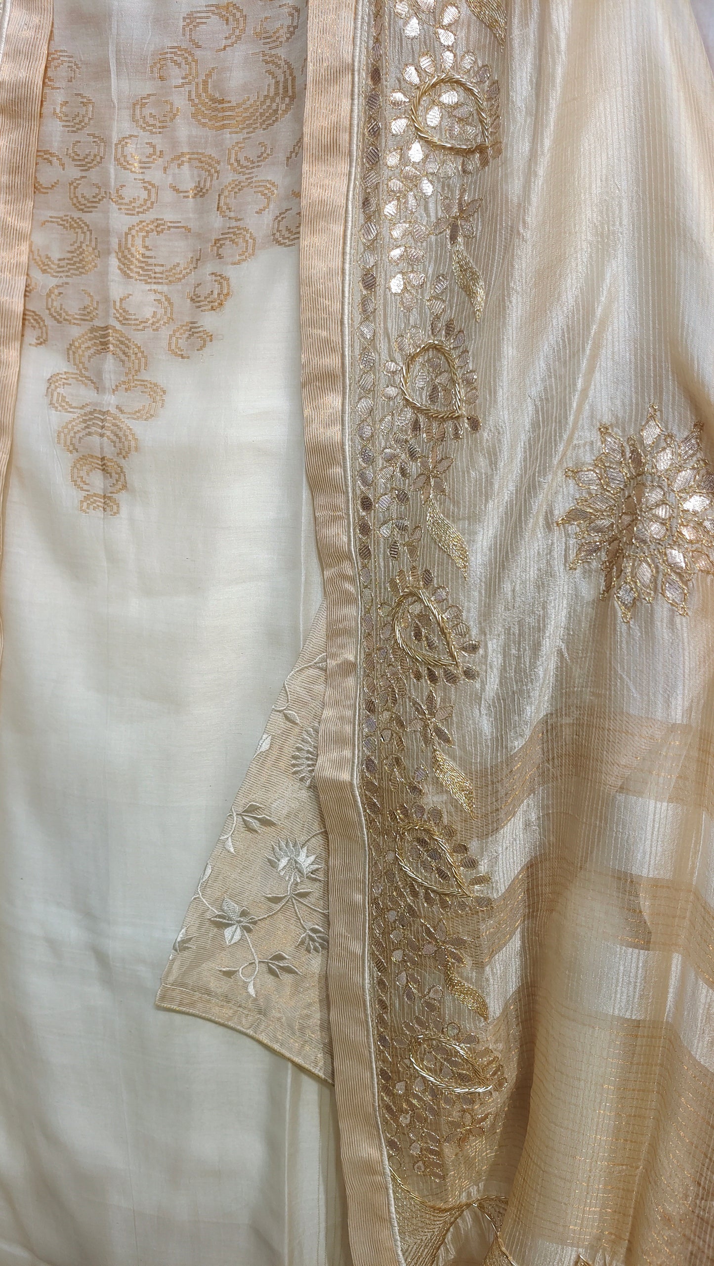 Semi Stitched Formal chanderi Suitset