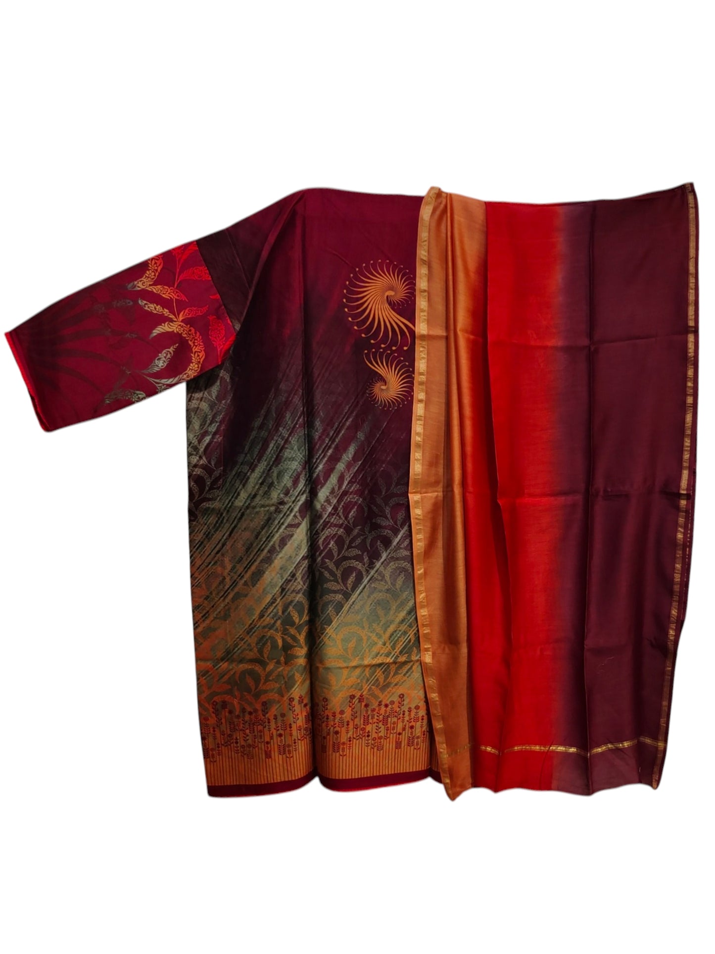 Semi Stitched Chanderi Casual Suitset
