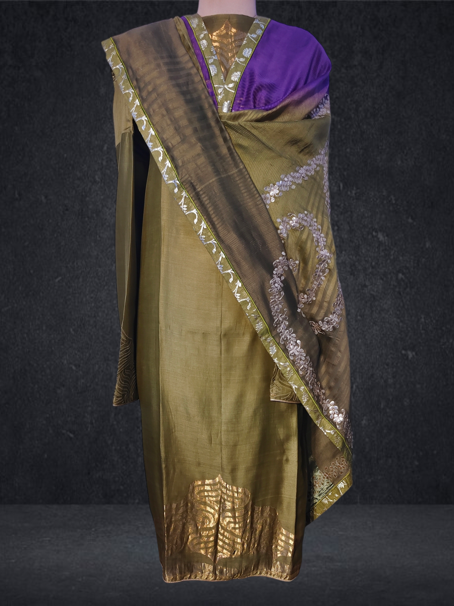 Semi Stitched Chanderi Formal Suitset