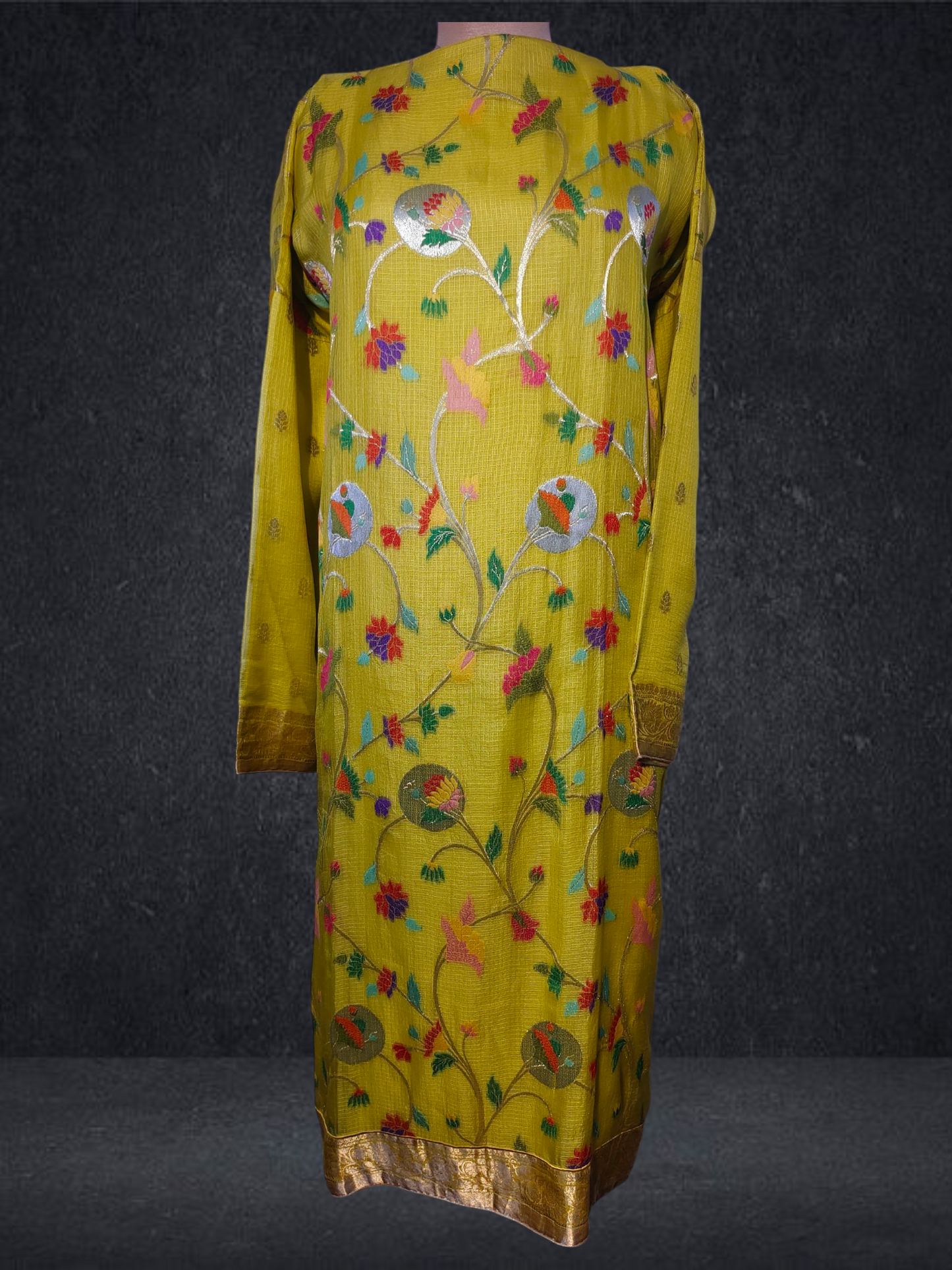 Semi Stitched Formal chanderi Kurta