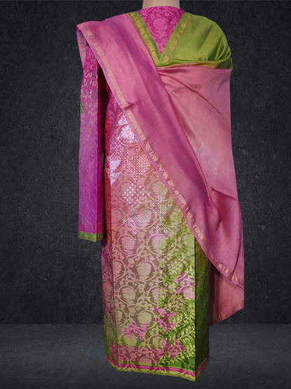 Semi Stitched Chanderi Casual Suitset
