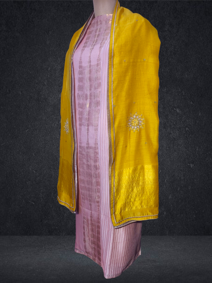 Semi Stitched Formal chanderi Suitset