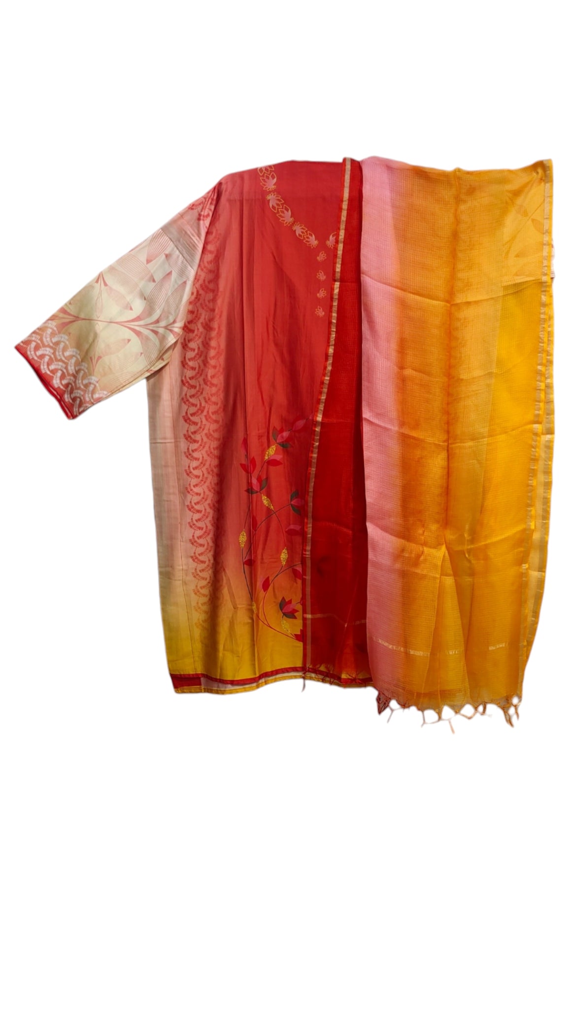 Semi Stitched Chanderi Casual Suitset