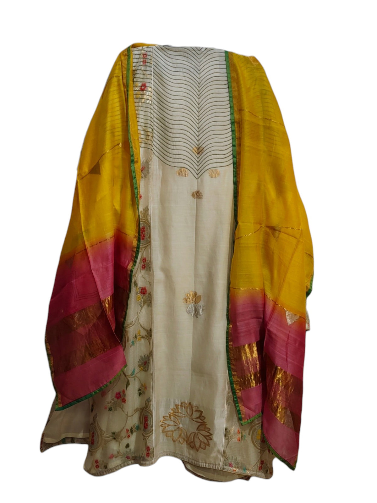 Semi Stitched Chanderi Formal Suitset