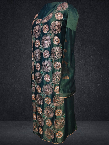 Semi Stitched Formal chanderi Kurta