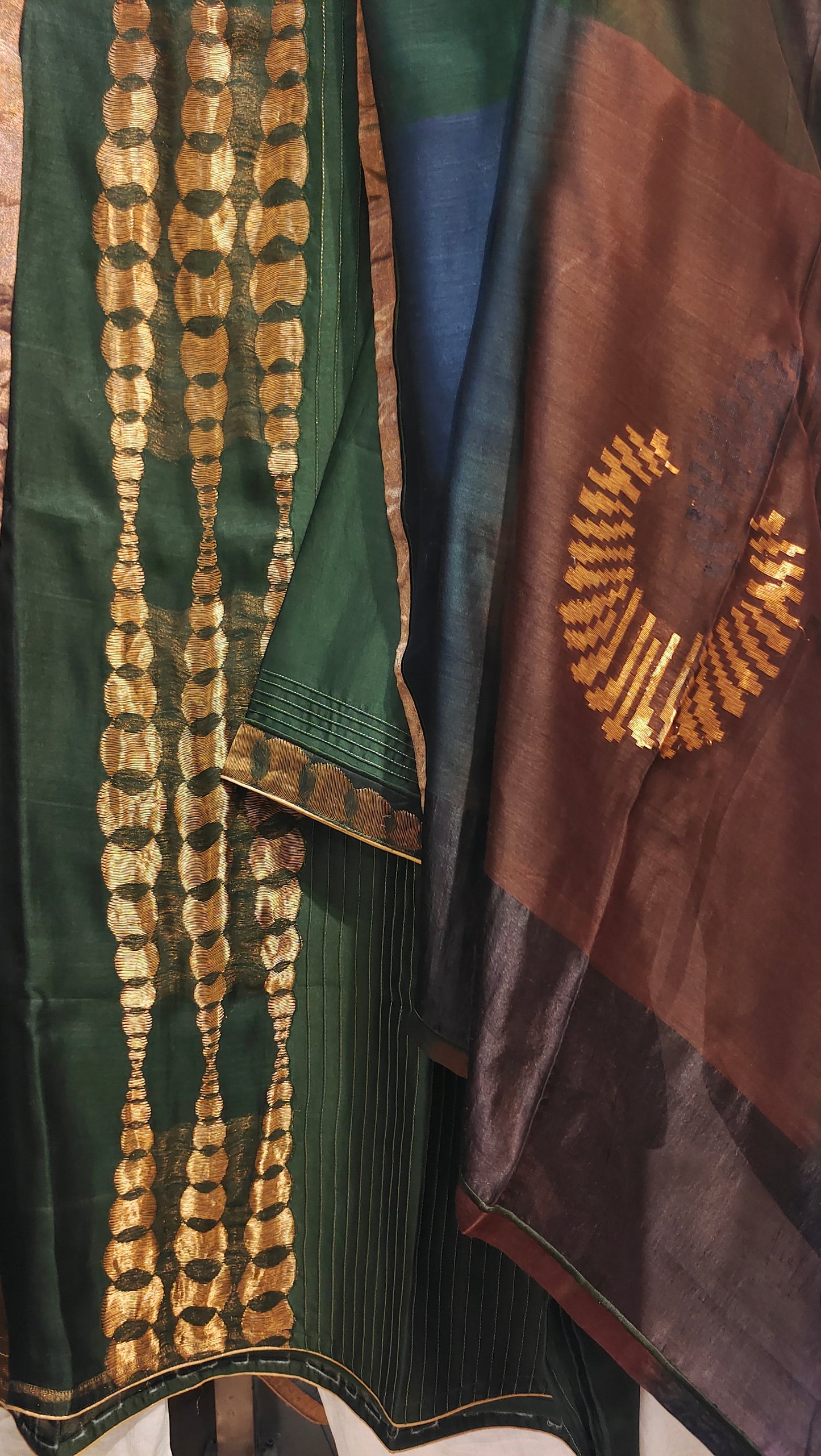 Semi Stitched Chanderi Formal Suitset