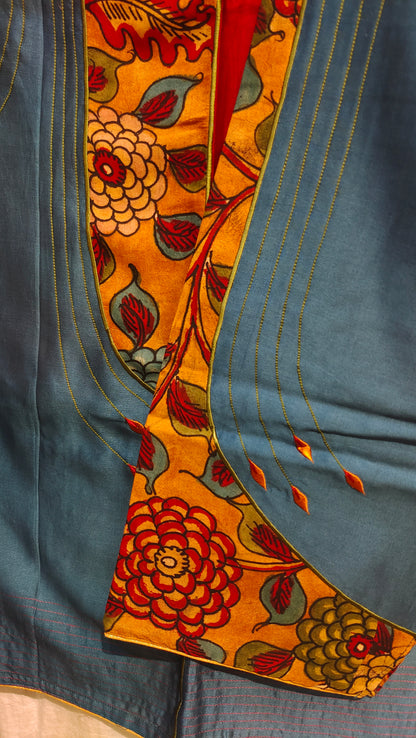 Semi Stitched Chanderi Kalamkari Short Tunic