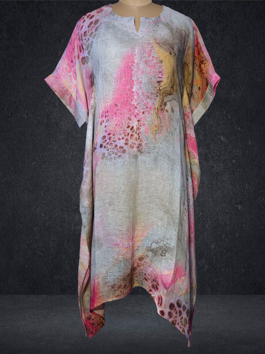 Stitched Silk Linen Kaftan