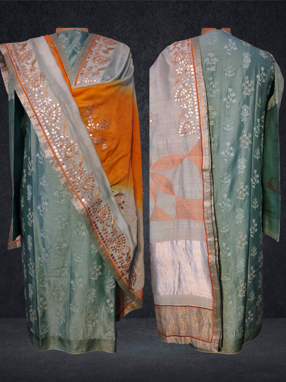 Semi Stitched Formal chanderi Suitset