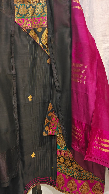Semi Stitched Chanderi Formal Suitset